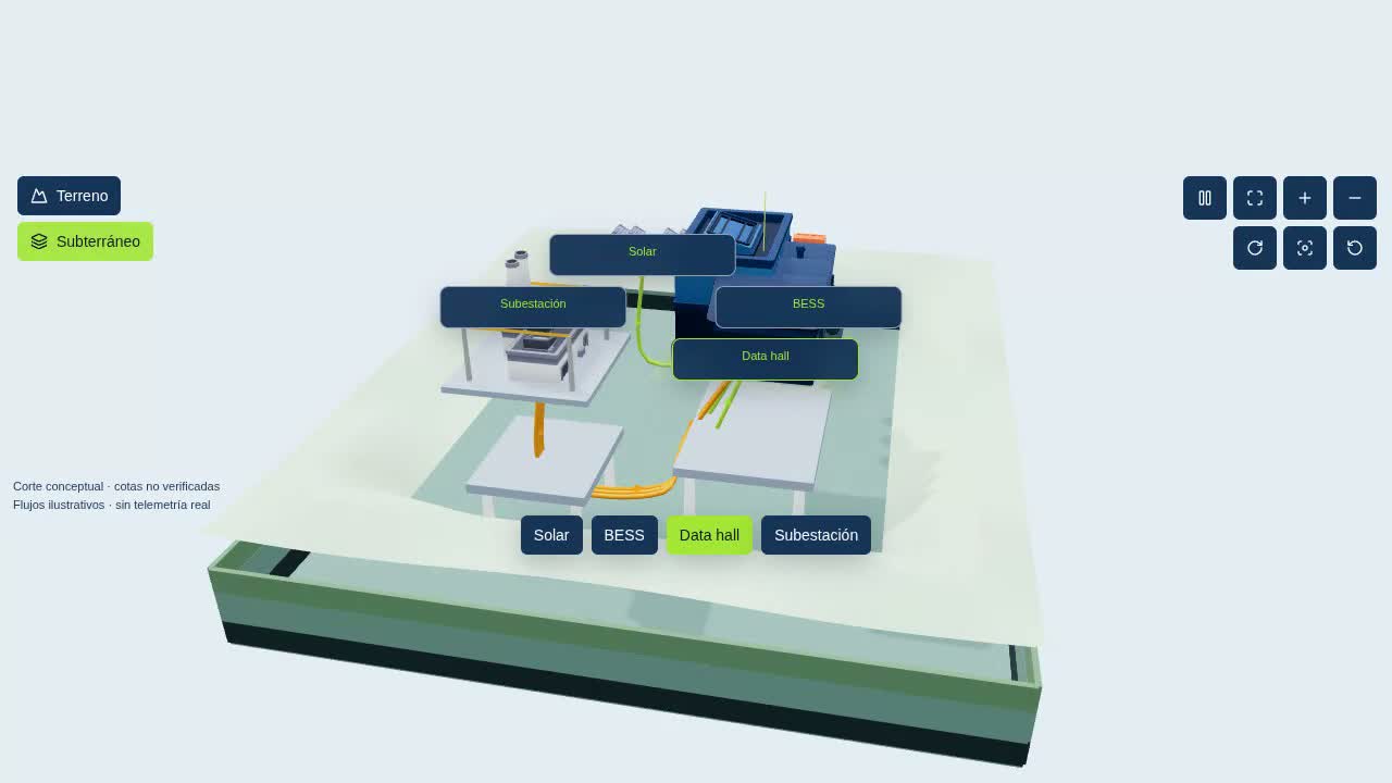 BtMData software campus — conceptual underground cutaway