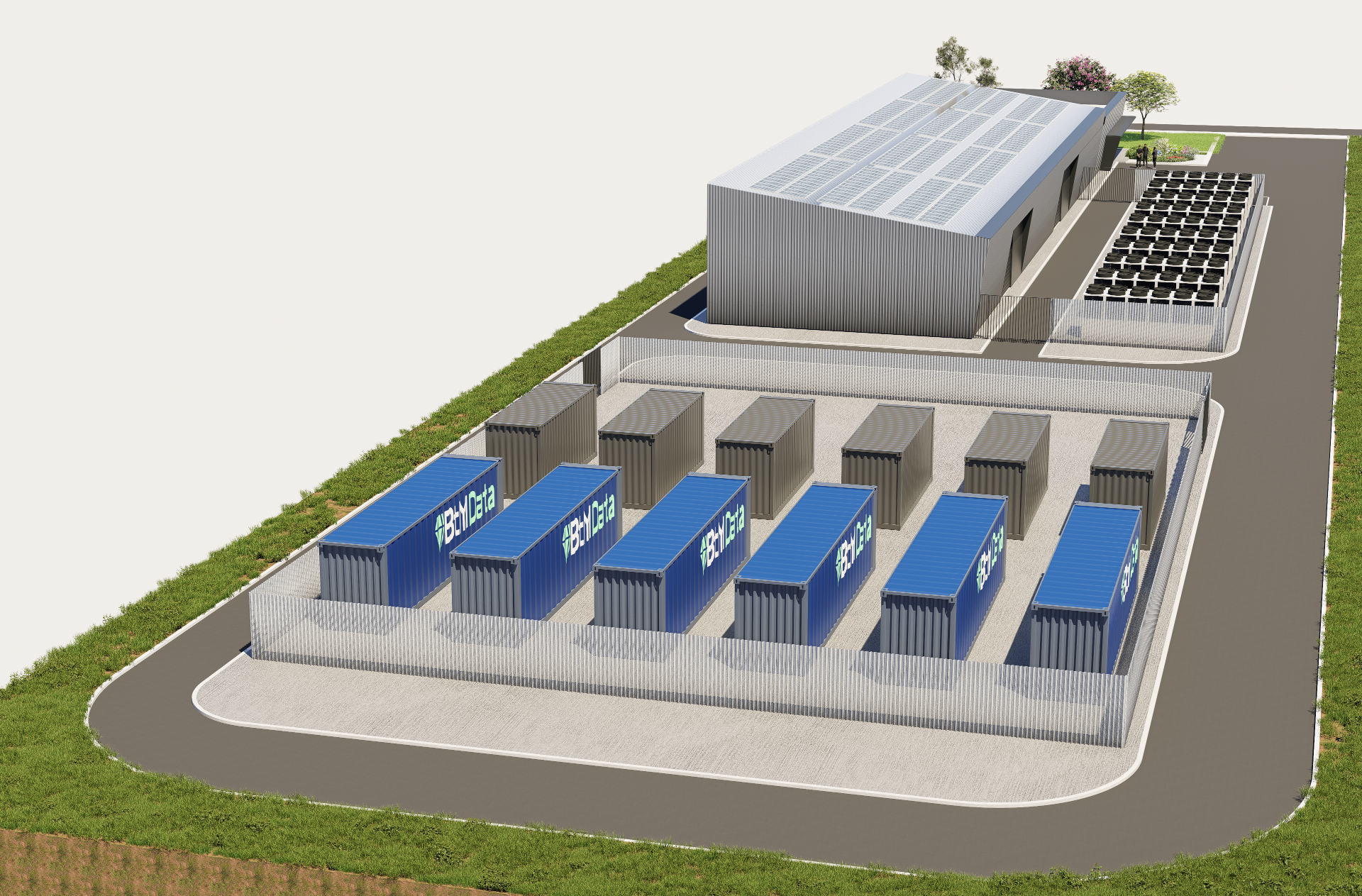 Aerial view with modular pods